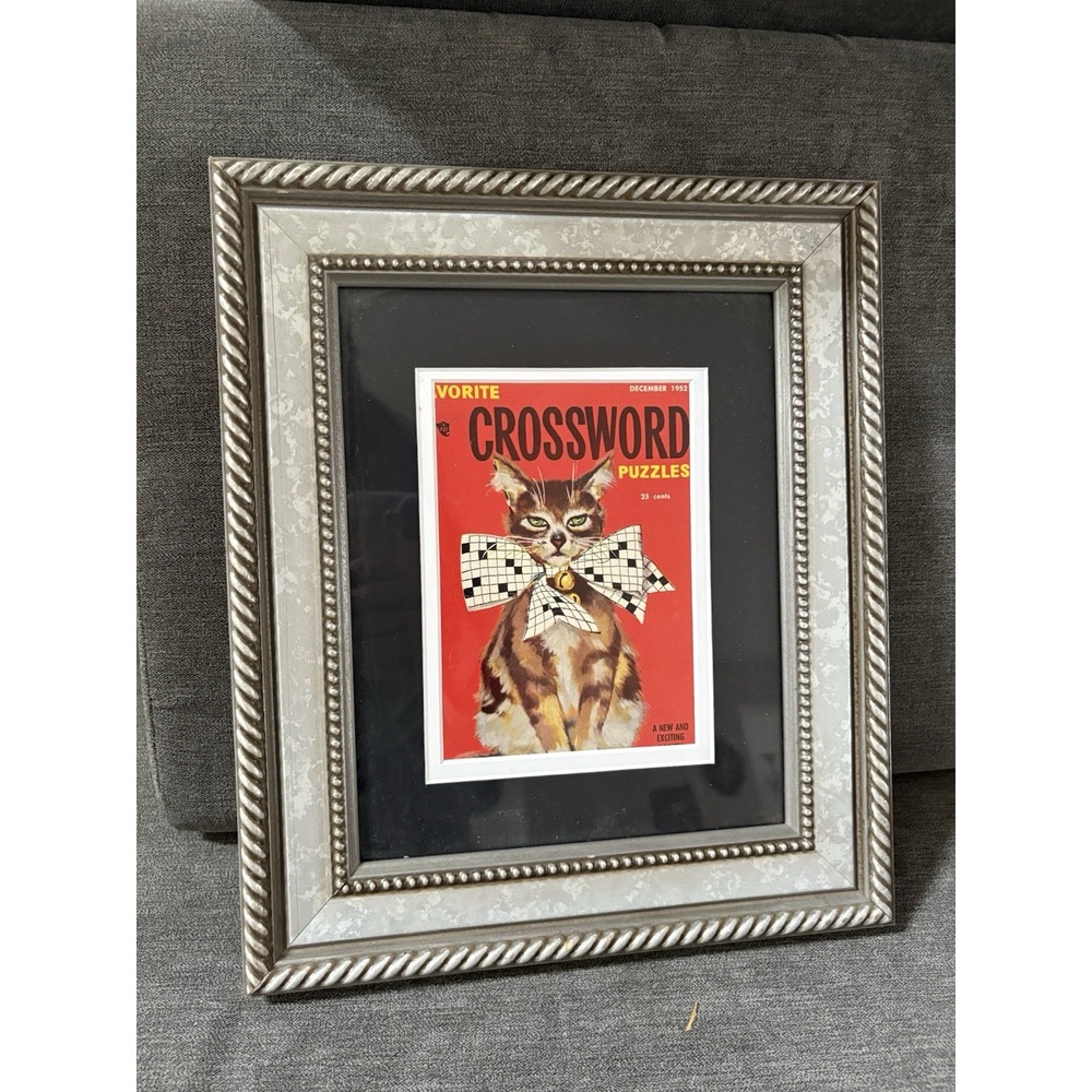 Vintage Cat Ephemera Newspaper Magazine‎ Clipping Framed Art
